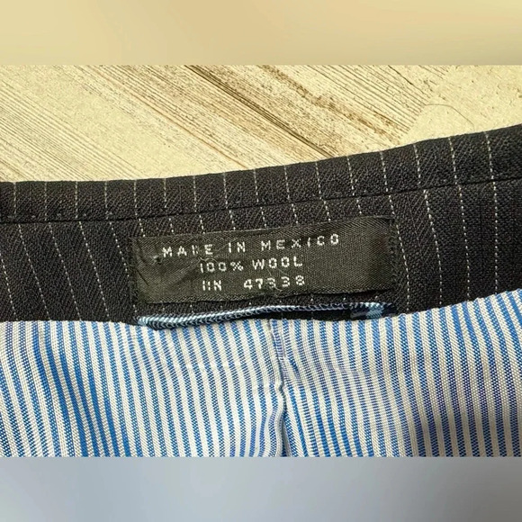 Tommy Hilfiger Jacket Black Striped 100% Wool Twill Blazer Sport Coat 44L - Picture 12 of 12